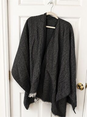 Charcoal Open Front Women's Sweater Wrap